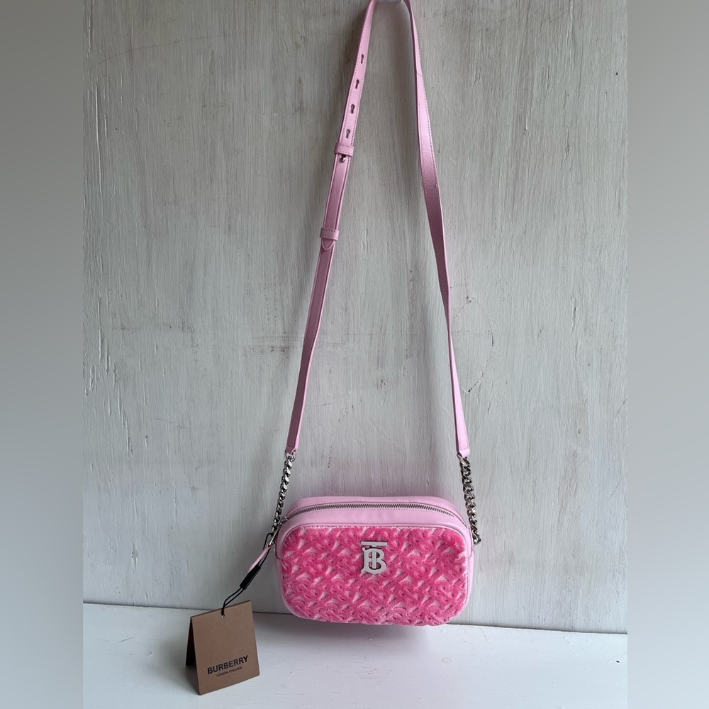 BURBERRY Lola TB Monogram Toweling Camera Crossbody-Primrose Pink - Picture 5 of 13